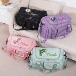 Personalized Gemstone Birth Flower Name Multi-Compartment Waterproof Weekend Bag with Shoulder Strap Travel Accessories Birthday Gift for Women Girls