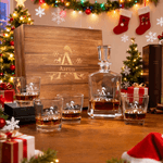 Personalised Christmas Theme Whiskey Decanter with Name and Initial Christmas Gift for Men Whiskey Lovers