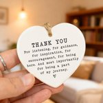 Personalised Heart Shape Thank You Ceramic Ornament with Name Home Decor Christmas Gift for Family and Friends