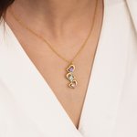 Personalised 1-5 Family Birthstone Heart Necklace Minimalist Jewellery with Engraved Names Mother's Day Anniversary Birthday Gift for Women
