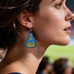 Personalized Glitter Cheer Megaphone Artificial Leather Earrings with Name and Initial Birthday Team Gift for Cheerleading Enthusiasts