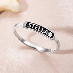 Bague en argent sterling avec nom, gravée en forme de coeur, d'ailes d'ange et de pattes, pour la perte d'un animal de compagnie.