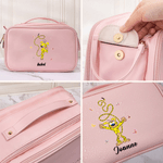 Personalizzato Carino Leopardo a coda lunga Marsupilami Grande borsa per il trucco in pelle PU con porta pennelli per il trucco Regalo di compleanno per le donne | Callie × Marsupilami ®