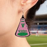 Personalized Glitter Cheer Megaphone Artificial Leather Earrings with Name and Initial Birthday Team Gift for Cheerleading Enthusiasts