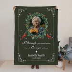 Gepersonaliseerde I'm Always With You Krans Kardinaal Zachte Deken met Foto Naam en Datum Home Decor Herdenkingscadeau voor Familie Vrienden