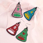 Personalized Glitter Cheer Megaphone Artificial Leather Earrings with Name and Initial Birthday Team Gift for Cheerleading Enthusiasts