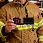 Personalised 3D Printed Firefighter Pen Business Card Holder with Name and Logo Office Desk Decor Appreciation Birthday Gift for Firefighter