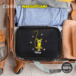 Personalizzato Carino Leopardo a coda lunga Marsupilami Grande borsa per il trucco in pelle PU con porta pennelli per il trucco Regalo di compleanno per le donne | Callie × Marsupilami ®