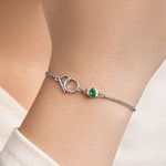 Personalizada Minimalismo Doble entrelazado iniciales pulsera con piedra de nacimiento Dainty Joyería Cumpleaños Aniversario de regalo para las mujeres