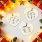 Personalised Heart Shape Thank You Ceramic Ornament with Name Home Decor Christmas Gift for Family and Friends