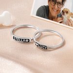 Bague en argent sterling avec nom, gravée en forme de coeur, d'ailes d'ange et de pattes, pour la perte d'un animal de compagnie.