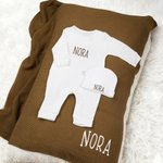Personalized 100% Cotton Soft Baby Romper Hat Blanket with Embroidered Name Baby Shower Gift for Newborns New Parents