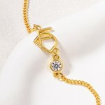 Personalizada Minimalismo Doble entrelazado iniciales pulsera con piedra de nacimiento Dainty Joyería Cumpleaños Aniversario de regalo para las mujeres
