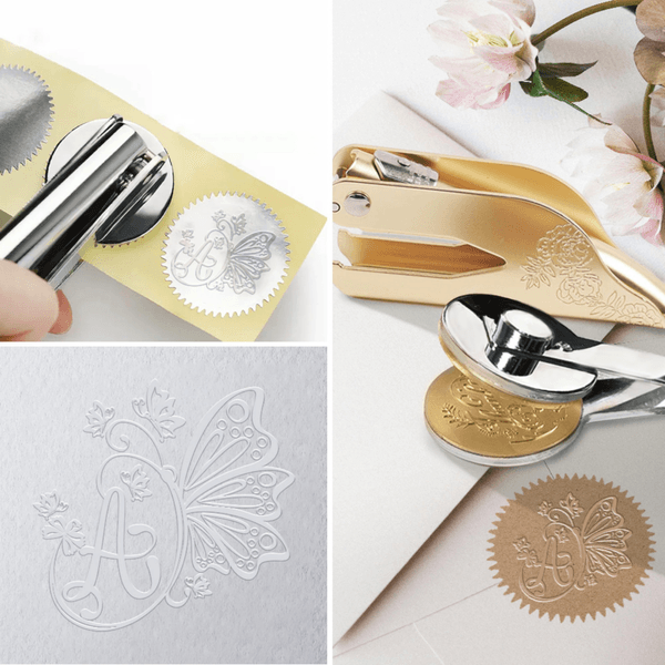 Personalized Butterfly Initial Book Embosser Stamp Hand Held Embosser Birthday Gift for Book Lovers