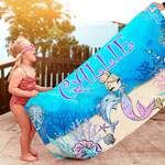 Spersonalizowany ręcznik plażowy Fantasy Mermaid Quick Dry Oversized Beach Towel z imieniem Plażowy prezent wakacyjny dla dziewczynek