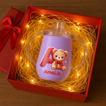 Spersonalizowany termiczny kubek niekapek Cute Heart Bear 10 uncji z imieniem i inicjałem Urodzinowy prezent walentynkowy dla dzieci