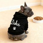 Personalized Paw Print Soft Warm Dog Cat Hoodie Pet Clothes with Yarn-Wrapped Name Birthday Pet Adoption Day Gift for Pet Lover Owner