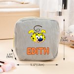 Gepersonaliseerd Cartoon Marsupilami Vierkant Corduroy Make-up Tasje met Naam Verjaardagscadeau voor Vrouwen | Callie × Marsupilami®