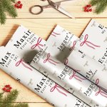 Papier d'emballage personnalisé avec nœud Lot de 3 avec nom, année et texte 1er Noël de bébé Bricolage Cadeau d'emballage pour nouveaux parents