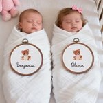 Personlig gåsebjørn kanin brodert navn ornament barnehage dekor bursdag baby shower gave til baby nyfødt