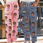 Personalized This Belongs To 1-6 Face Photos Fleece Pajama Pants with Name and Pocket Daily Wear Birthday Anniversary Gift for Family Friends