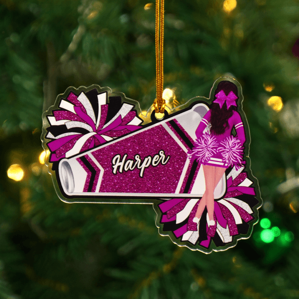 Personlig tegneserie Cheerleading karakter akryl ornament med navn tre dekor julegave til cheerleaders