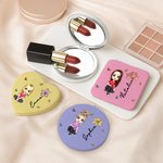 Personalizzato personaggio dei cartoni animati nascita fiore cuore rotondo quadrato specchio per il trucco con nome portatile compleanno matrimonio festa regalo per le donne