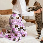Personalized Paw Print 1-6 Photos Multicolor Plaid Women Men Pajama Pants with Initials and Names Party Birthday Gift for Pet Lovers Owners