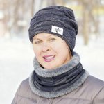 Personalized Knitted Slouchy Beanie Hat and Neck Warmer Set with Name and Initial Thick Outdoor Activity Accessory Birthday Gift for Men Women