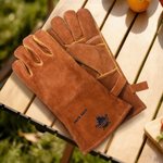 Par de guantes personalizados The Grill Father BBQ de cuero de vaca aislante con nombre Accesorios de cocina Día del Padre Cumpleaños Regalo para hombres Papá