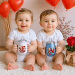 Spersonalizowany termiczny kubek niekapek Cute Heart Bear 10 uncji z imieniem i inicjałem Urodzinowy prezent walentynkowy dla dzieci