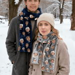 Gepersonaliseerde Funny Face Photo Name Multicolor Zachte Warme Flanellen Sjaal Winter Accessoires Verjaardagscadeau voor Vrouwen Mannen Huisdierenliefhebbers