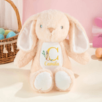 Personalised Cute Peter Rabbit Plush Easter Bunny Stuffed Toy with Initial and Name Easter Gift for Newborns Kids