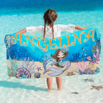 Spersonalizowany ręcznik plażowy Fantasy Mermaid Quick Dry Oversized Beach Towel z imieniem Plażowy prezent wakacyjny dla dziewczynek