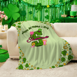 Personalised Shamrock Initial Soft Throw Blanket with Name Home Decor St. Patrick's Day Gift for Family Friends