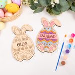 Henkilökohtainen pääsiäismuna Bunny Design DIY Paint Wooden Painting Board siveltimellä ja Paint Craft Set Basket Fillers pääsiäislahja lapsille