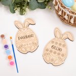 Henkilökohtainen pääsiäismuna Bunny Design DIY Paint Wooden Painting Board siveltimellä ja Paint Craft Set Basket Fillers pääsiäislahja lapsille