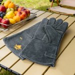 Par de guantes personalizados The Grill Father BBQ de cuero de vaca aislante con nombre Accesorios de cocina Día del Padre Cumpleaños Regalo para hombres Papá