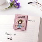 Segnalibro magnetico personalizzato in PU con personaggio nome e testo regalo di compleanno o Natale per amici e amanti dei libri