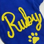 Personalized Paw Print Soft Warm Dog Cat Hoodie Pet Clothes with Yarn-Wrapped Name Birthday Pet Adoption Day Gift for Pet Lover Owner