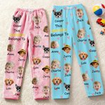 Personalized This Belongs To 1-6 Face Photos Fleece Pajama Pants with Name and Pocket Daily Wear Birthday Anniversary Gift for Family Friends