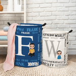 Personalised Word Cloud Cartoon Character Laundry Storage Basket with Name and Initial Daily Use Birthday Anniversary Gift for Friends Family