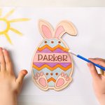 Henkilökohtainen pääsiäismuna Bunny Design DIY Paint Wooden Painting Board siveltimellä ja Paint Craft Set Basket Fillers pääsiäislahja lapsille