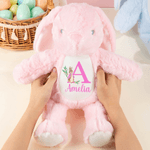 Personalised Cute Peter Rabbit Plush Easter Bunny Stuffed Toy with Initial and Name Easter Gift for Newborns Kids