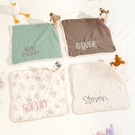 Gepersonaliseerde Schattige Jongen Beer Koe Fantasie Eenhoorn Zachte Baby Veiligheid Deken met Geborduurde Naam Verjaardag Baby Shower Gift voor Pasgeborenen