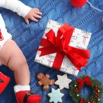 Papier d'emballage personnalisé avec nœud Lot de 3 avec nom, année et texte 1er Noël de bébé Bricolage Cadeau d'emballage pour nouveaux parents