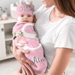 Personlig blomsterkransdyr 100% bomull Swaddle teppe og lue sett med navn bursdag baby shower gave til nyfødte babyer