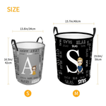 Personalised Word Cloud Cartoon Character Laundry Storage Basket with Name and Initial Daily Use Birthday Anniversary Gift for Friends Family