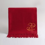 Personalizzato doppio cuore ricamo nome Multicolore morbido caldo sciarpa con nappe data Natale compleanno anniversario San Valentino regalo per la coppia