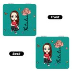 Personalizzato personaggio dei cartoni animati nascita fiore cuore rotondo quadrato specchio per il trucco con nome portatile compleanno matrimonio festa regalo per le donne